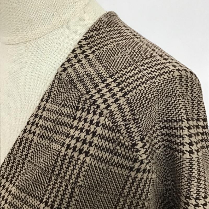 ダブルクローゼット w closet カーディガン 長袖 290640 ガウン ロング丈 チェック ベージュ / ベージュ / X 茶 / ブラウン / レディース USED 古着 中古 10099512