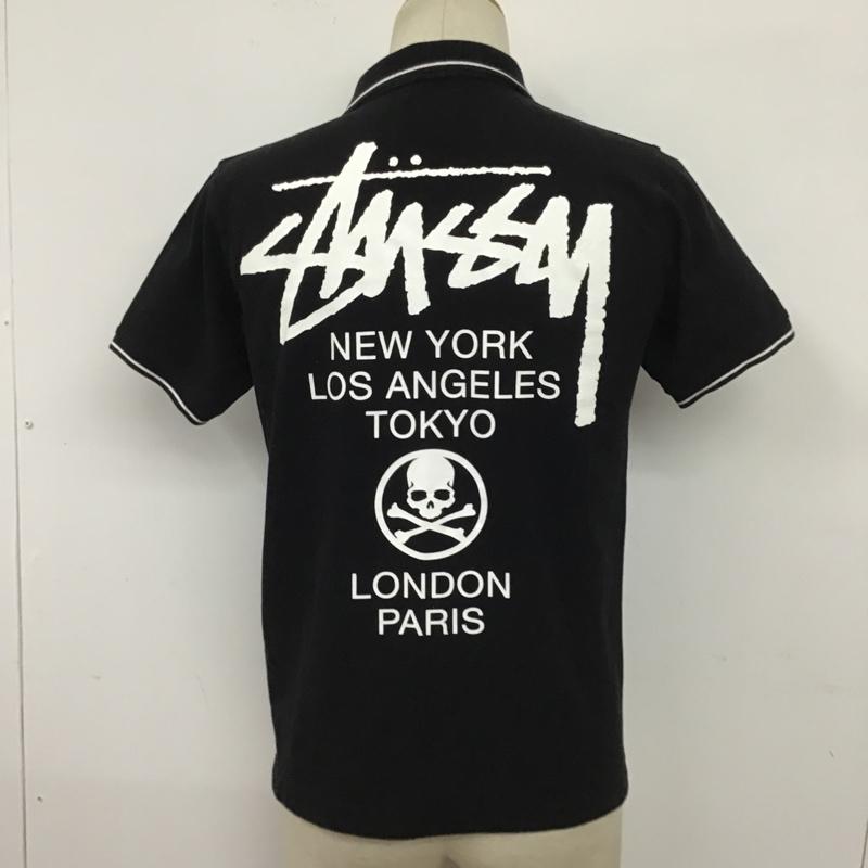 ステューシー STUSSY ポロシャツ 半袖 半そでカットソー 半袖ポロシャツ 刺繍 プリントカットソー カジュアルカットソー S 刺繍 黒 / ブラック / メンズ USED 古着 中古 10099526
