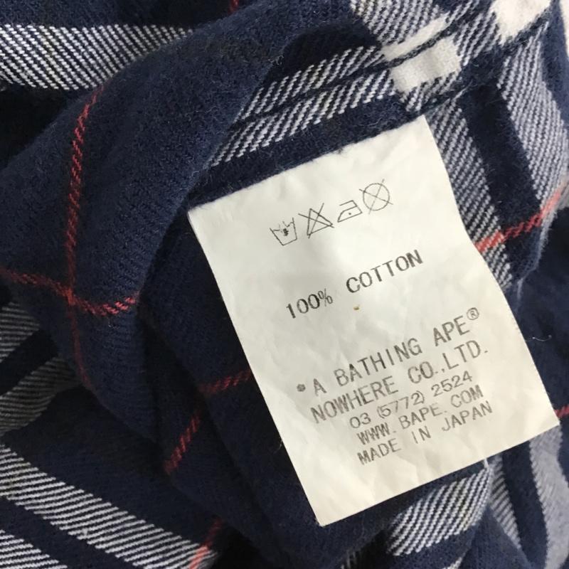 アベイシングエイプ A BATHING APE シャツ、ブラウス 長袖 長袖シャツ チェックシャツ カジュアルシャツ ポケットシャツ カラーシャツ M チェック 白 / ホワイト / X 赤 / レッド / X 紺 / ネイビー / メンズ USED 古着 中古 10099566