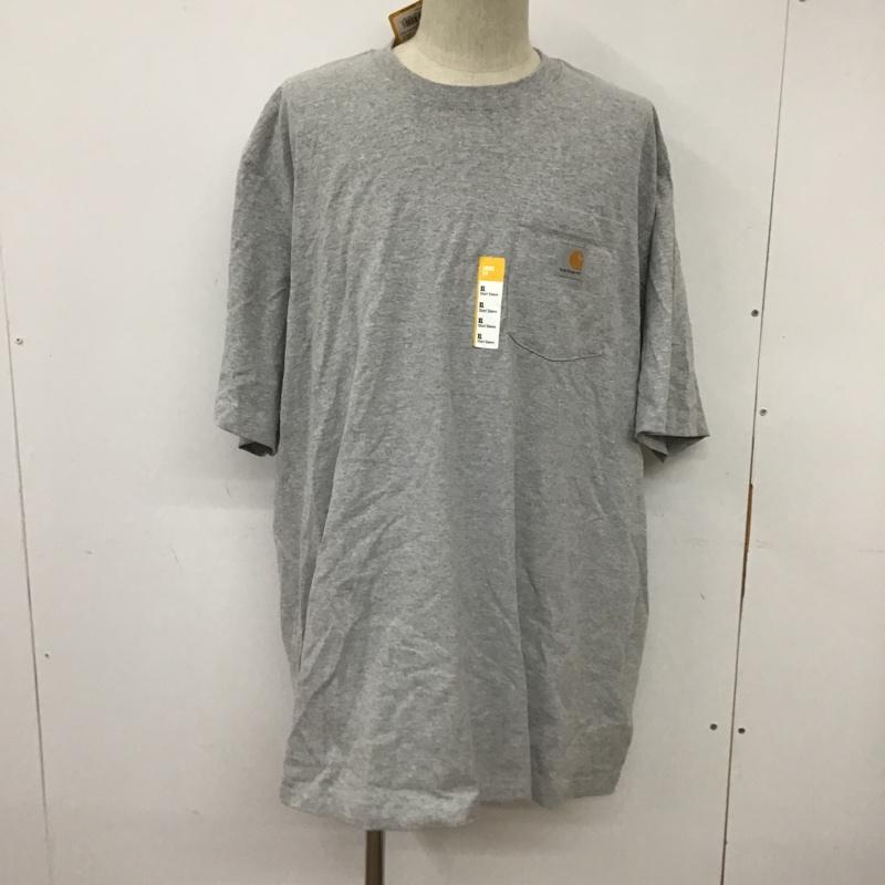 カーハート Carhartt Tシャツ 半袖 K87-M ワークウェア 半袖カットソー Tシャツ ポケットTシャツ クルーネックカットソー XL ロゴ、文字 灰 / グレー / メンズ USED 古着 中古 10099592