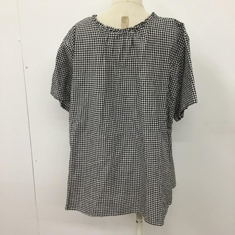 スタディオクリップ studio CLIP カットソー 半袖 SC214039-1 シングルガーゼアソートフリル襟ブラウス 3WAY 前後着 LL チェック 白 / ホワイト / X 黒 / ブラック /  レディース USED 古着 中古 10099606