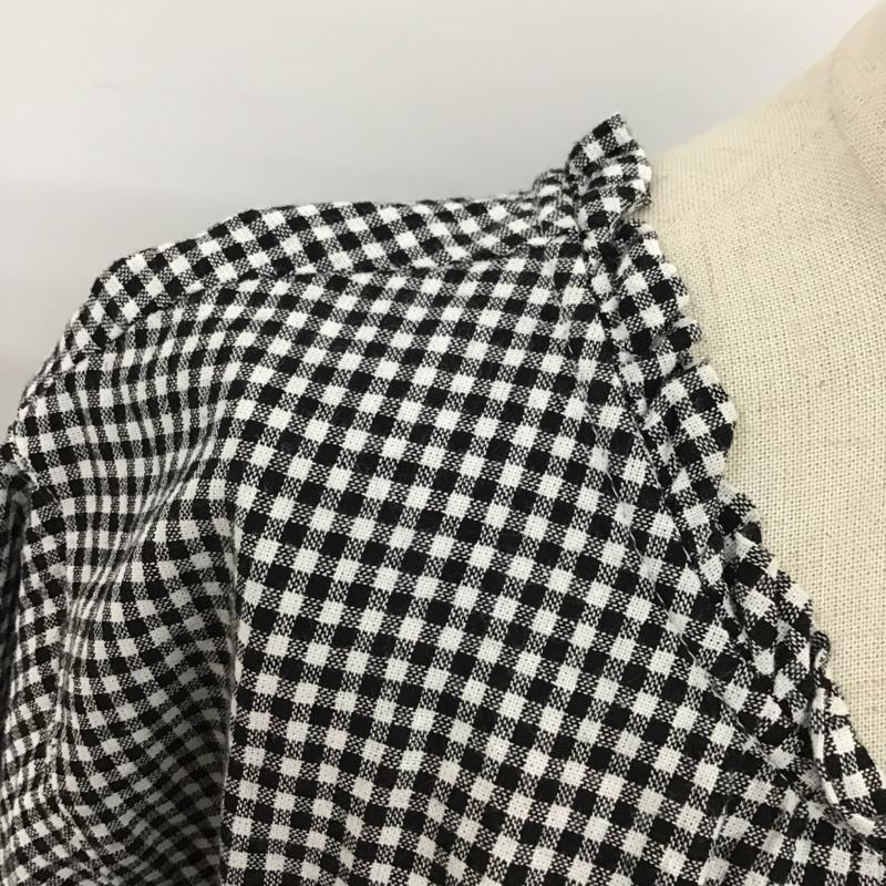 スタディオクリップ studio CLIP カットソー 半袖 SC214039-1 シングルガーゼアソートフリル襟ブラウス 3WAY 前後着 LL チェック 白 / ホワイト / X 黒 / ブラック /  レディース USED 古着 中古 10099606