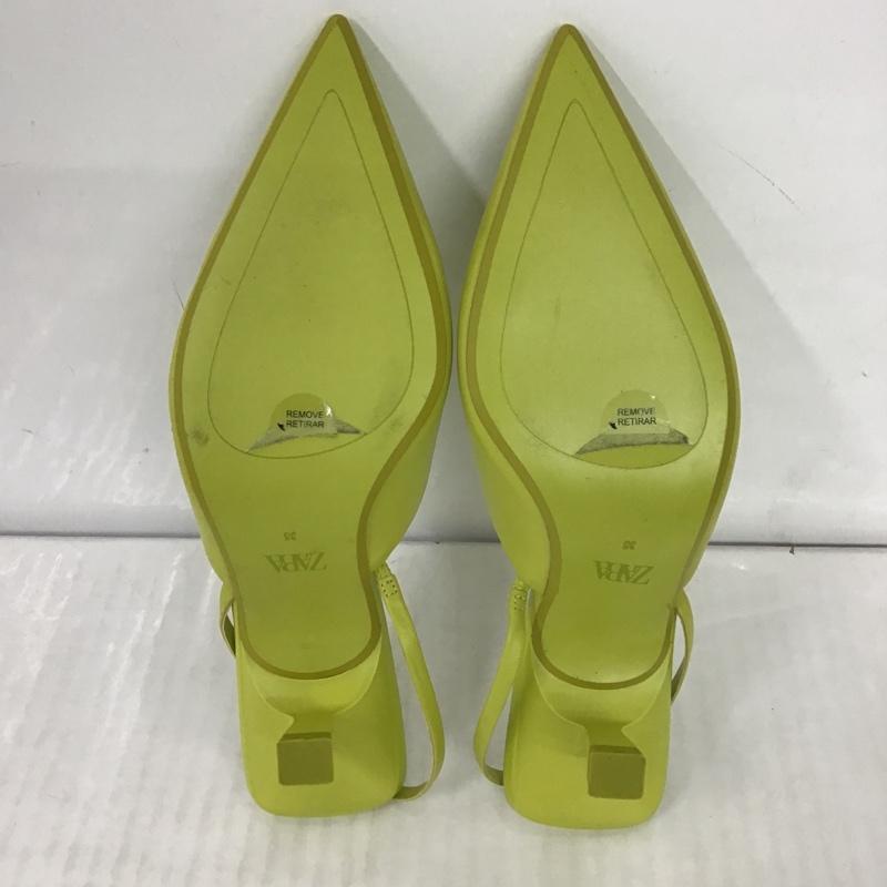 ザラ ZARA ミュール ミュール 2200 810 033 ポインテッドトゥ EU35 無地 黄緑 / イエローグリーン / レディース USED 古着 中古 10099618