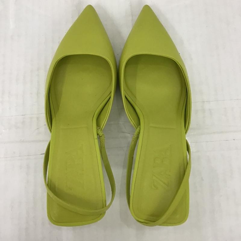 ザラ ZARA ミュール ミュール 2200 810 033 ポインテッドトゥ EU35 無地 黄緑 / イエローグリーン / レディース USED 古着 中古 10099618