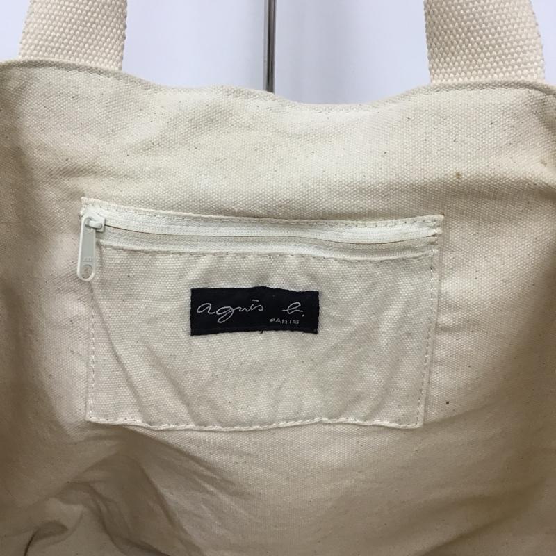 アニエス・ベー agnes b. トートバッグ トートバッグ キャンバス ロゴ、文字 アイボリー / アイボリー / レディース USED 古着 中古 10099621
