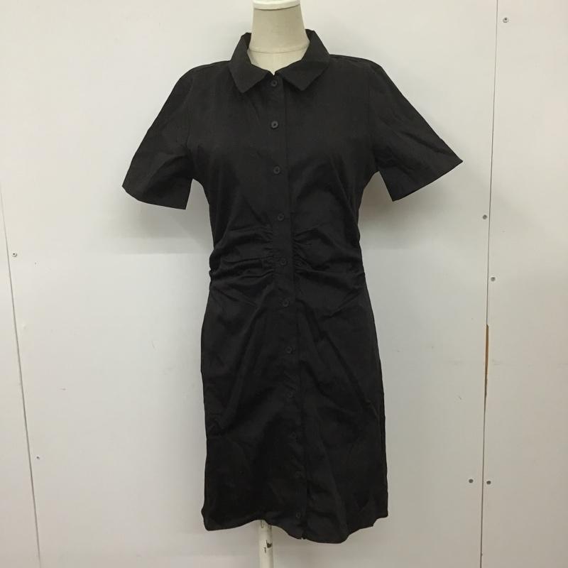 ザラ ZARA ワンピース ミニスカート 8639 371 800 シャツワンピース 半袖 M 無地 黒 / ブラック / レディース USED 古着 中古 10099638