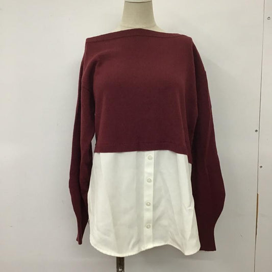 アズールバイマウジー AZUL BY MOUSSY カットソー 長袖 250EAB70-441I レイヤード風 ニット S 無地 えんじ / ワインレッド / X 白 / ホワイト /  レディース USED 古着 中古 10099642