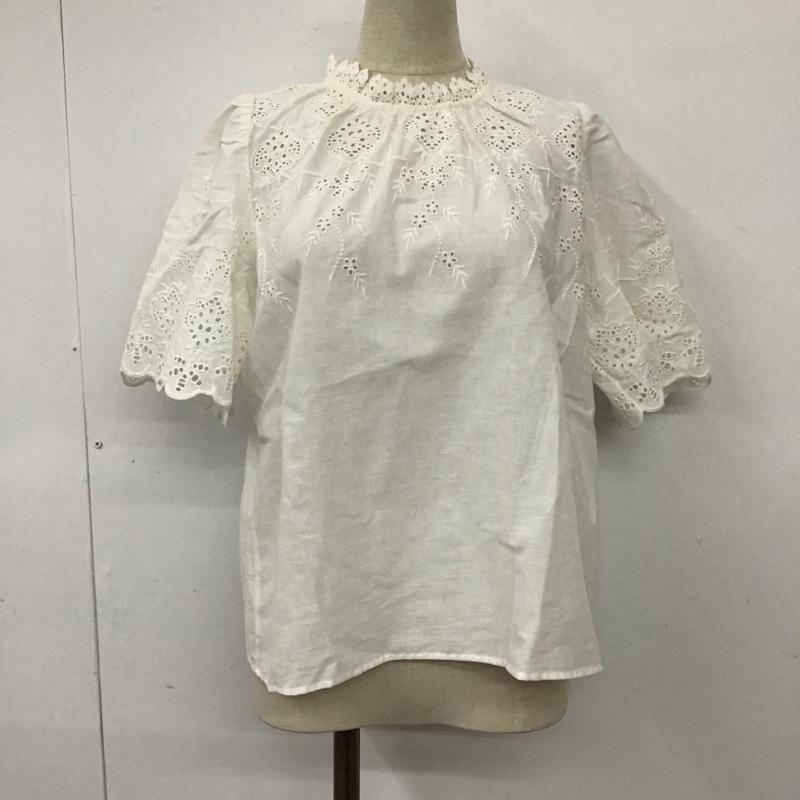 マウジー MOUSSY カットソー 半袖 010CSS30-1270 LACE EMBROIDERY BLOUSE スカラップ FREE 刺繍 オフホワイト / オフホワイト /  レディース USED 古着 中古 10099644