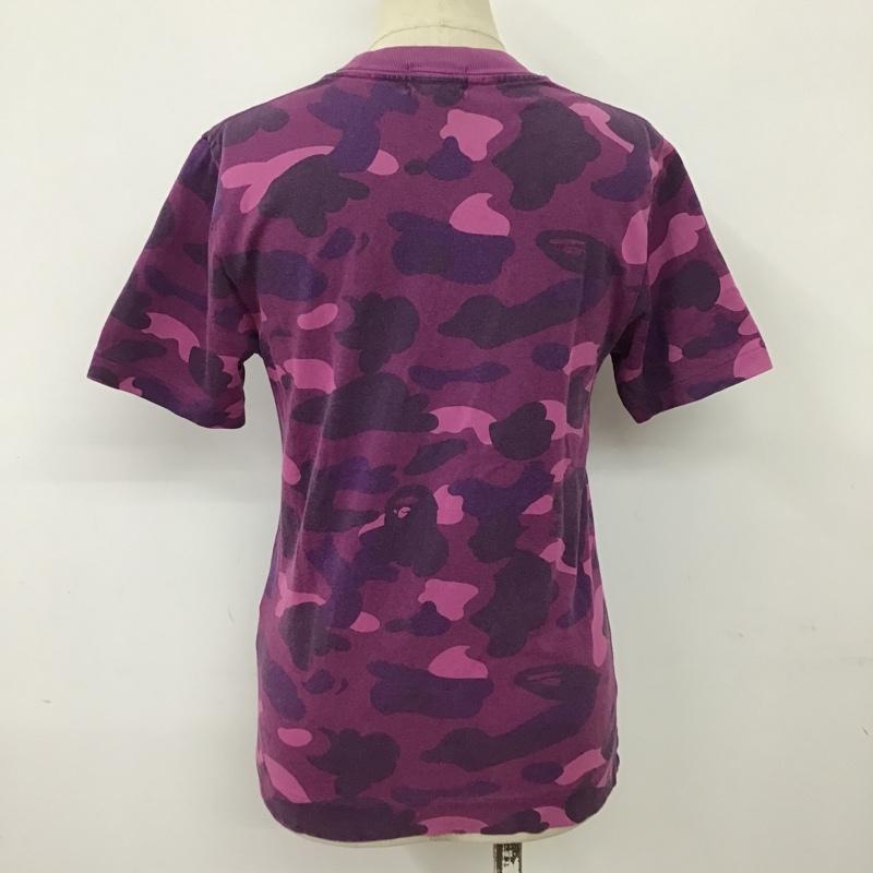 アベイシングエイプ A BATHING APE Tシャツ 半袖 APEE カモ柄 迷彩 ロゴ、文字 紫 / パープル / レディース USED 古着 中古 10099680