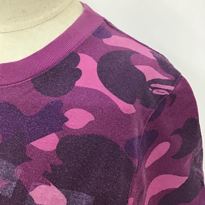 アベイシングエイプ A BATHING APE Tシャツ 半袖 APEE カモ柄 迷彩 ロゴ、文字 紫 / パープル / レディース USED 古着 中古 10099680