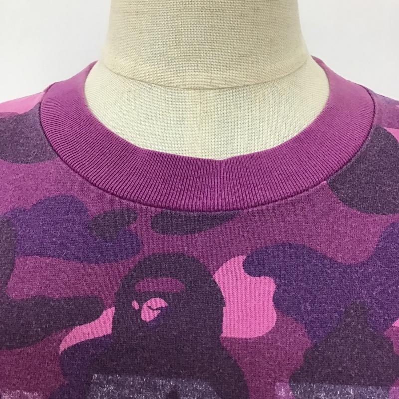 アベイシングエイプ A BATHING APE Tシャツ 半袖 APEE カモ柄 迷彩 ロゴ、文字 紫 / パープル / レディース USED 古着 中古 10099680