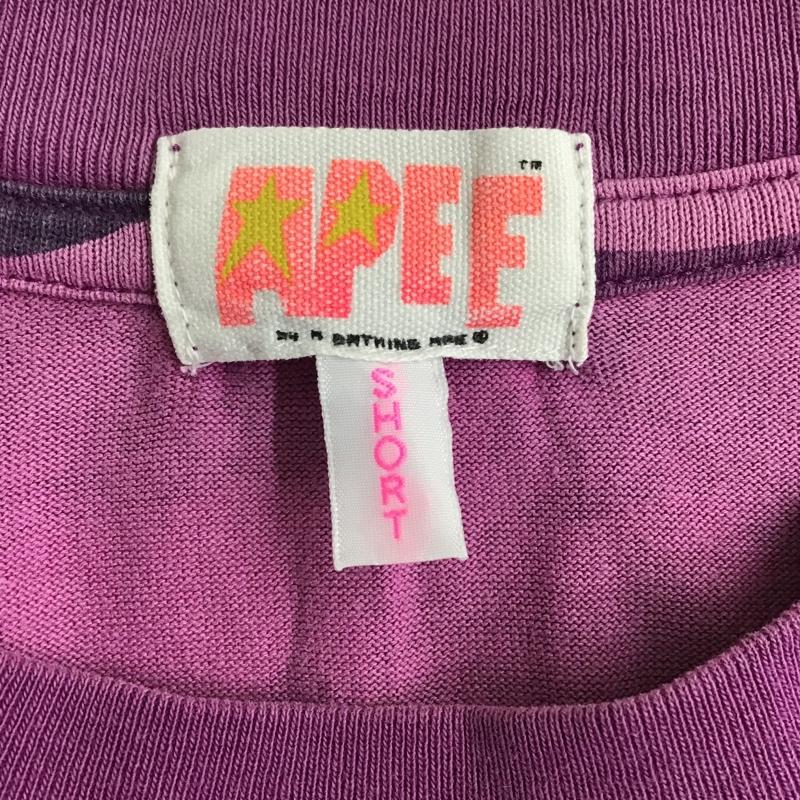 アベイシングエイプ A BATHING APE Tシャツ 半袖 APEE カモ柄 迷彩 ロゴ、文字 紫 / パープル / レディース USED 古着 中古 10099680