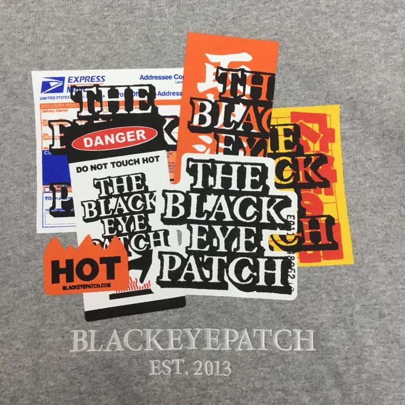 ブラックアイパッチ Black eye patch パーカー 長袖 刺繍ロゴ 取扱注意 タグ付 L プリント X 刺繍 灰 / グレー / メンズ USED 古着 中古 10099717