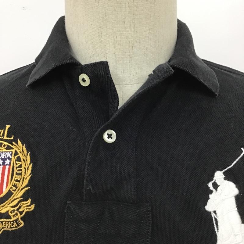 ポロラルフローレン POLO RALPH LAUREN ポロシャツ 半袖 半袖ポロシャツ カラーシャツカットソー 刺繍カットソー 半袖カットソー XS ロゴ、文字 黒 / ブラック / メンズ USED 古着 中古 10099748