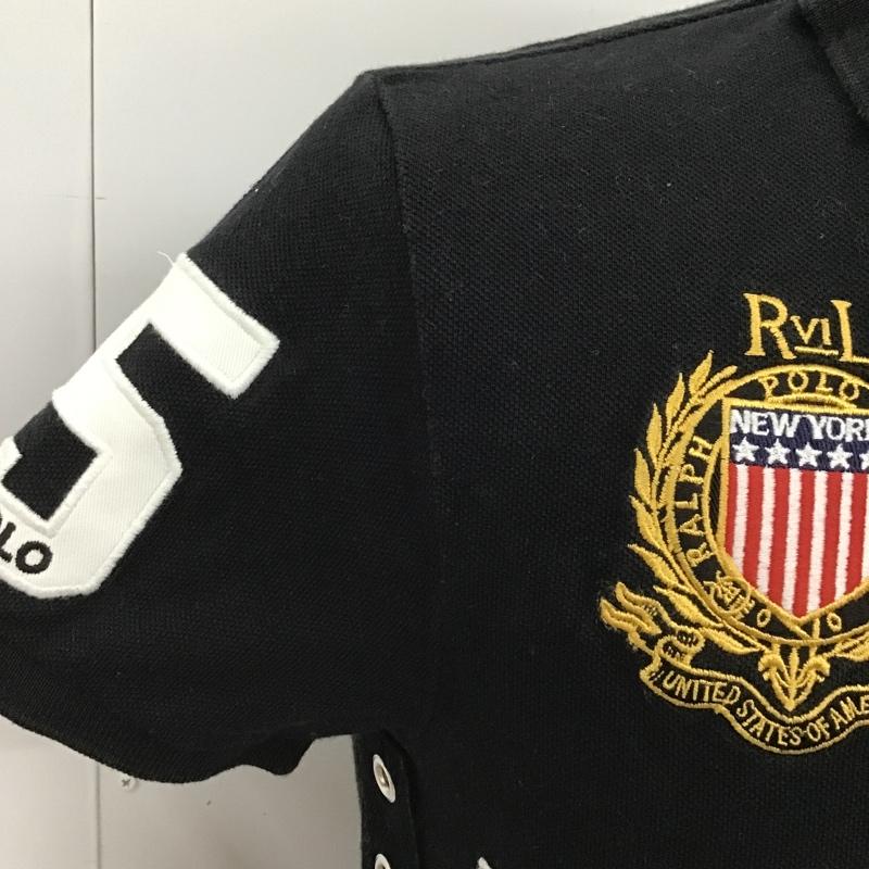 ポロラルフローレン POLO RALPH LAUREN ポロシャツ 半袖 半袖ポロシャツ カラーシャツカットソー 刺繍カットソー 半袖カットソー XS ロゴ、文字 黒 / ブラック / メンズ USED 古着 中古 10099748