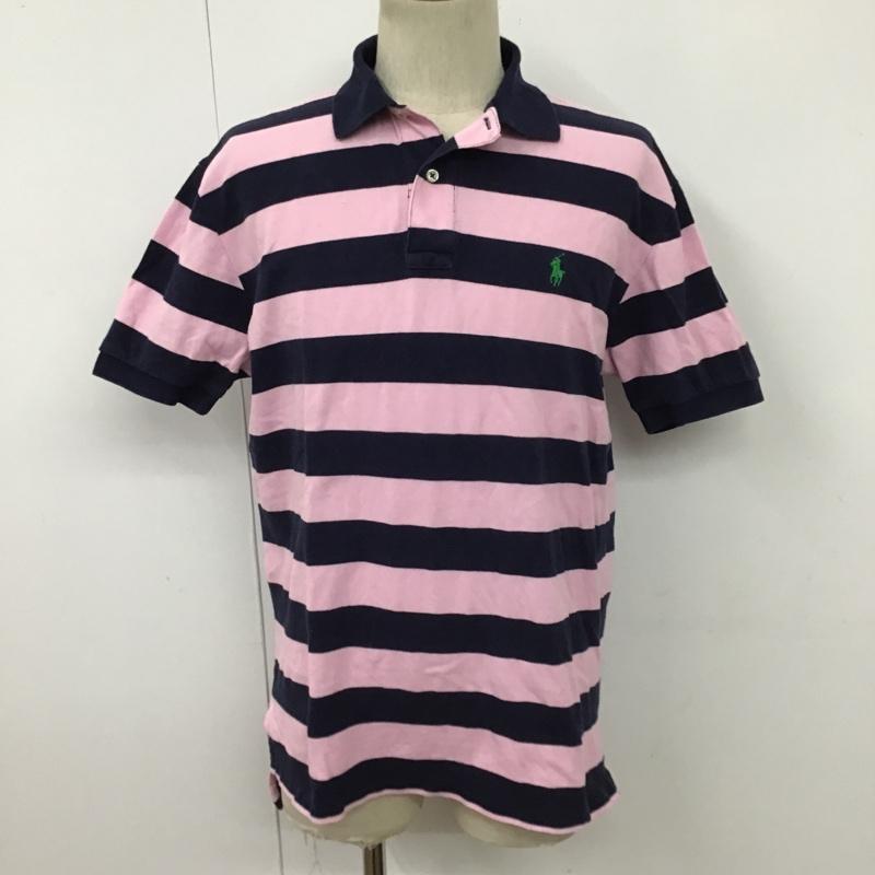 ポロバイラルフローレン Polo by RALPH LAUREN ポロシャツ 半袖 半袖ポロシャツ カラーシャツカットソー 刺繍カットソー 半袖カットソー ボーダーカットソー M ボーダー柄 桃 / ピンク / X 紺 / ネイビー / メンズ USED 古着 中古 10099749
