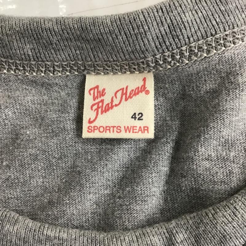 フラットヘッド The Flat Head Tシャツ 半袖 半袖カットソー プリントTシャツ クルーネックカットソー 42 ロゴ、文字 灰 / グレー / メンズ USED 古着 中古 10099752