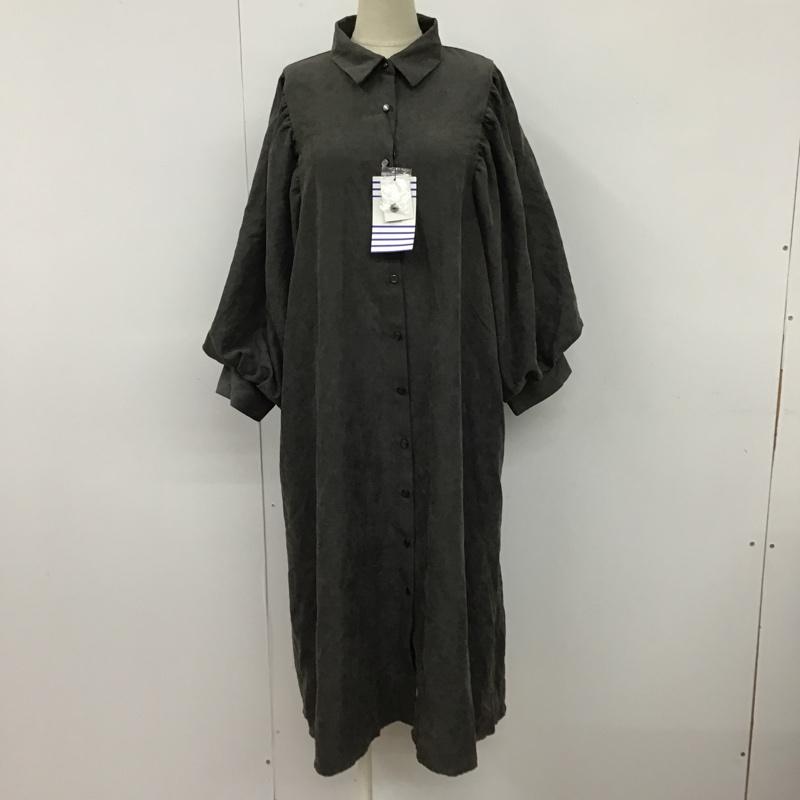 オリーブデオリーブ OLIVE des OLIVE ワンピース ロングスカート 半袖ワンピース シャツワンピース パフスリーブカットソー カラーシャツワンピース FREE 無地 黒 / ブラック / レディース USED 古着 中古 10099759