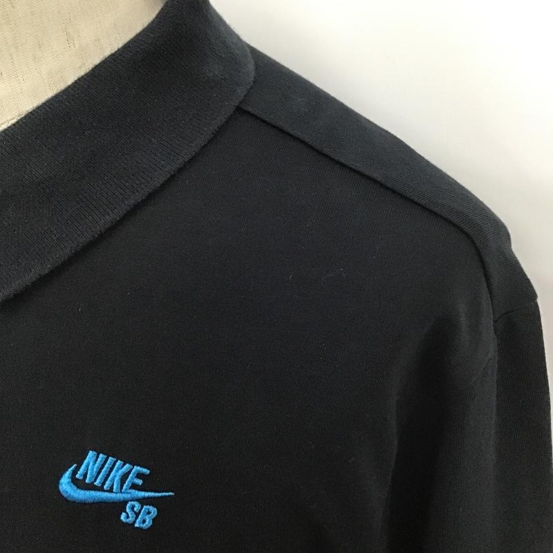 ナイキエスビー NIKE SB ポロシャツ 半袖 BV1031-010 スケートボードポロ グラフィックデザイン ロゴ L プリント 黒 / ブラック / メンズ USED 古着 中古 10099825