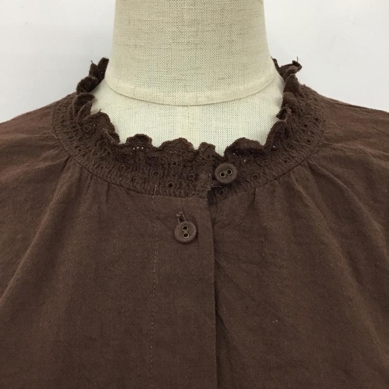 サマンサモスモス Samansa Mos2 シャツ、ブラウス 長袖 1709657 衿刺繍前開きシャーリングブラウス FREE 無地 茶 / ブラウン / レディース USED 古着 中古 10099868
