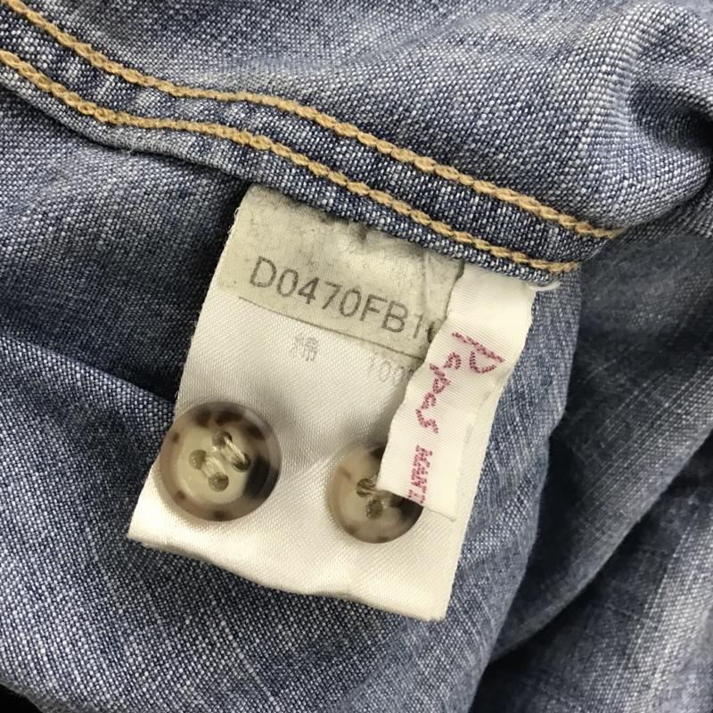 パパス PAPAS シャツ、ブラウス 長袖 デニムカジュアルシャツ 長袖シャツ カラーシャツ ポケットシャツ ロゴ、文字 インディゴ / インディゴ / メンズ USED 古着 中古 10099872