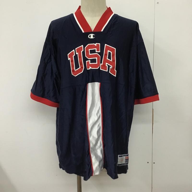チャンピオン Champion カットソー 半袖 半袖カットソー プリントTシャツ Vネックカットソー 古着 ヴィンテージ スポーツウェア L ロゴ、文字 白 / ホワイト / X 赤 / レッド / X 紺 / ネイビー / メンズ USED 古着 中古 10099977