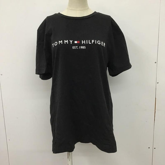 トミーヒルフィガー TOMMY HILFIGER Tシャツ 半袖 MW0MW16171 Tシャツ 半袖カットソー プリントTシャツ クルーネックカットソー L ロゴ、文字 X 刺繍 黒 / ブラック /  レディース USED 古着 中古 10099993