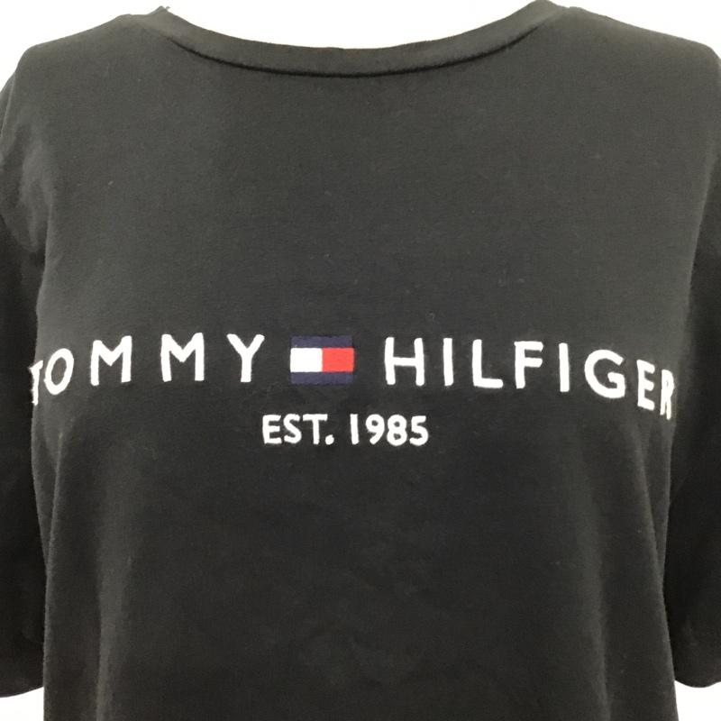 トミーヒルフィガー TOMMY HILFIGER Tシャツ 半袖 MW0MW16171 Tシャツ 半袖カットソー プリントTシャツ クルーネックカットソー L ロゴ、文字 X 刺繍 黒 / ブラック / レディース USED 古着 中古 10099993
