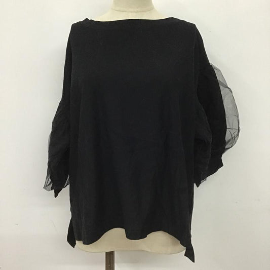 ジーナシス JEANASIS カットソー 半袖 JS062870SB チュールボリュームスリーブカットソー クルーネックカットソー 半袖カットソー FREE 無地 黒 / ブラック /  レディース USED 古着 中古 10100000