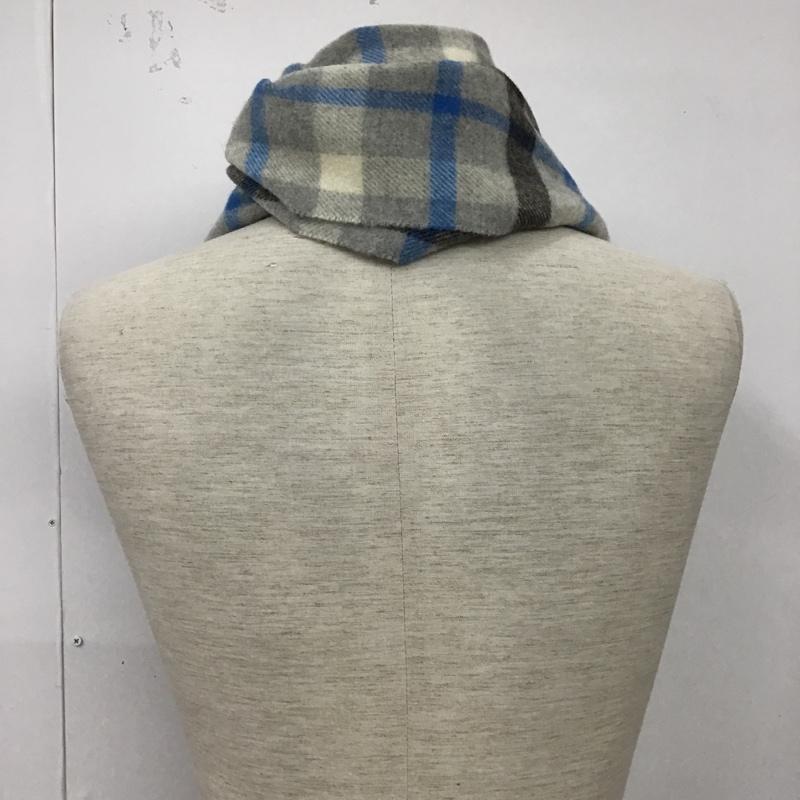 ジビウェア GIBIWEAR マフラー マフラー フリンジ チェック ロゴ、文字 白 / ホワイト / X 黒 / ブラック / X 青 / ブルー / X 灰 / グレー / メンズ USED 古着 中古 10100110