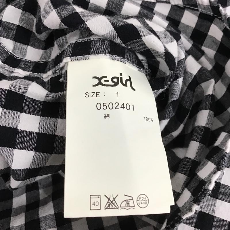 エックスガール X-girl シャツ、ブラウス 長袖 0502401 長袖ブラウス 長袖シャツ チェックシャツ ボタンダウンシャツ 1 チェック 白 / ホワイト / X 黒 / ブラック / レディース USED 古着 中古 10100178