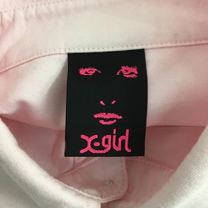 エックスガール X-girl シャツ、ブラウス 長袖 長袖シャツ カラーシャツ ポケットシャツ 長袖カットソー カジュアルシャツ 2 無地 桃 / ピンク / レディース USED 古着 中古 10100179
