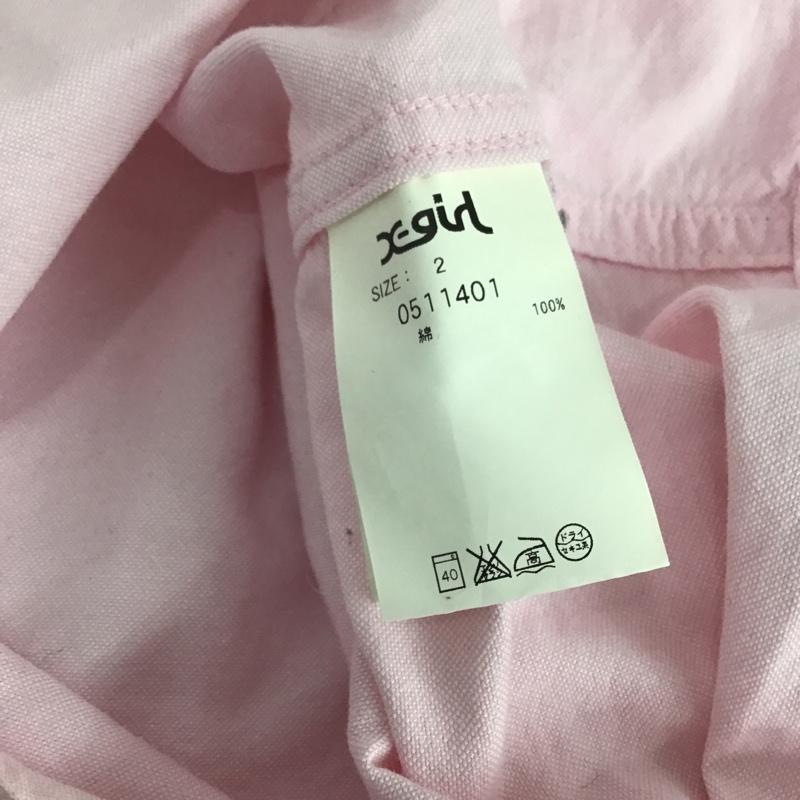 エックスガール X-girl シャツ、ブラウス 長袖 長袖シャツ カラーシャツ ポケットシャツ 長袖カットソー カジュアルシャツ 2 無地 桃 / ピンク / レディース USED 古着 中古 10100179