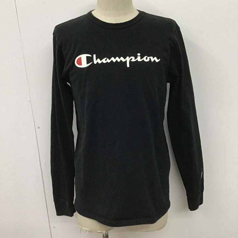 チャンピオン Champion カットソー 長袖 長袖カットソー クルーネックカットソー ロングスリーブカットソー プリントTシャツ M プリント 黒 / ブラック / メンズ USED 古着 中古 10100205