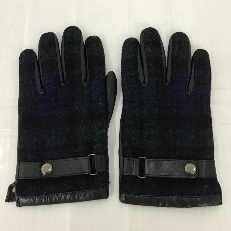 シップス SHIPS ファッション小物 手袋 Harris Tweed 25cm チェック 黒 / ブラック / X 青 / ブルー / メンズ USED 古着 中古 10100329