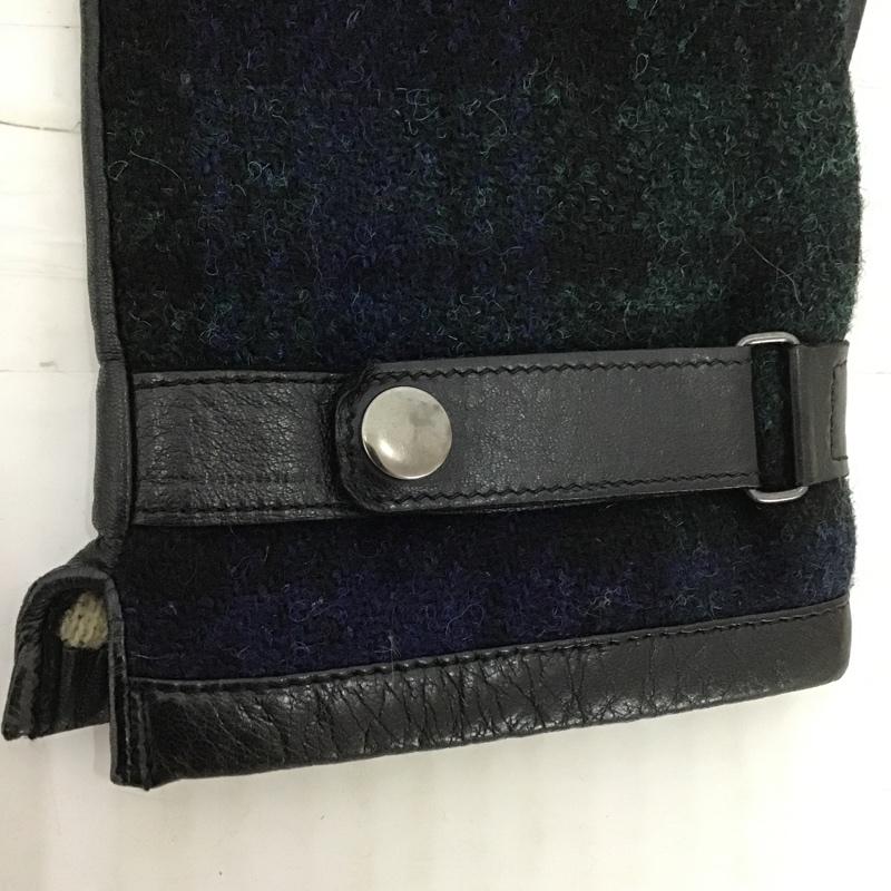 シップス SHIPS ファッション小物 手袋 Harris Tweed 25cm チェック 黒 / ブラック / X 青 / ブルー / メンズ USED 古着 中古 10100329