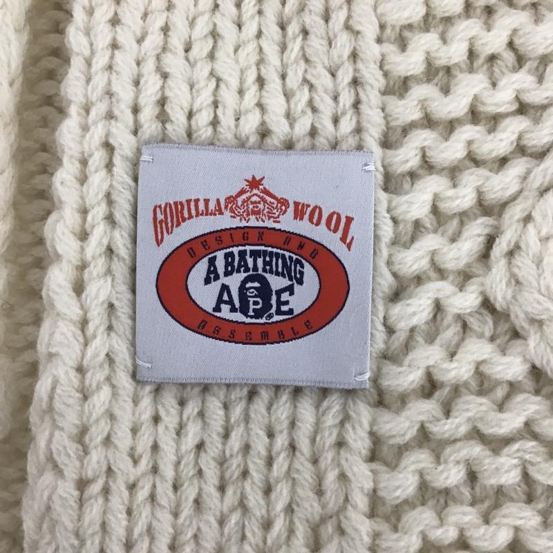 アベイシングエイプ A BATHING APE マフラー マフラー ウール フリンジ GORILLA WOOL ロゴ、文字 オフホワイト / オフホワイト / メンズ USED 古着 中古 10100335