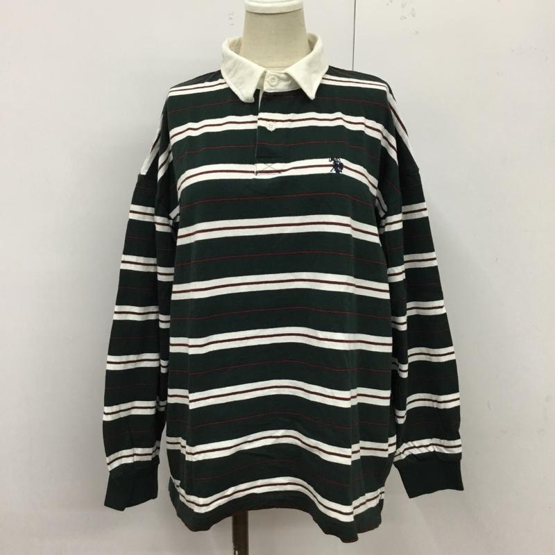 ユーエスポロアッスン U.S.POLO ASSN. ポロシャツ 長袖 PLL13231WG ラガーシャツ ボーダー FREE ワンポイント 白 / ホワイト / X 黒 / ブラック / X えんじ / ワインレッド / X 緑 / グリーン / レディース USED 古着 中古 10100359