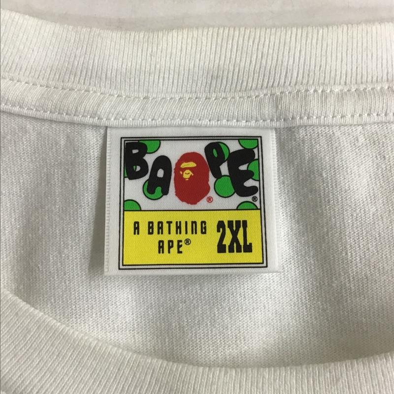 アベイシングエイプ A BATHING APE Tシャツ 半袖 半袖カットソー プリントTシャツ クルーネックカットソー XXL ロゴ、文字 白 / ホワイト / メンズ USED 古着 中古 10100373