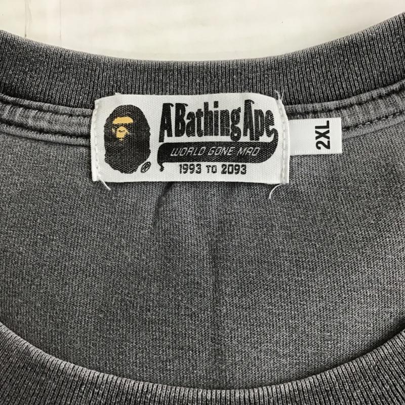アベイシングエイプ A BATHING APE Tシャツ 半袖 半袖カットソー プリントTシャツ クルーネックカットソー XXL ロゴ、文字 黒 / ブラック / メンズ USED 古着 中古 10100375