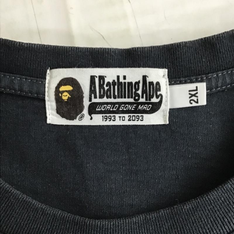 アベイシングエイプ A BATHING APE Tシャツ 半袖 半袖カットソー プリントTシャツ クルーネックカットソー XXL ロゴ、文字 紺 / ネイビー / メンズ USED 古着 中古 10100378