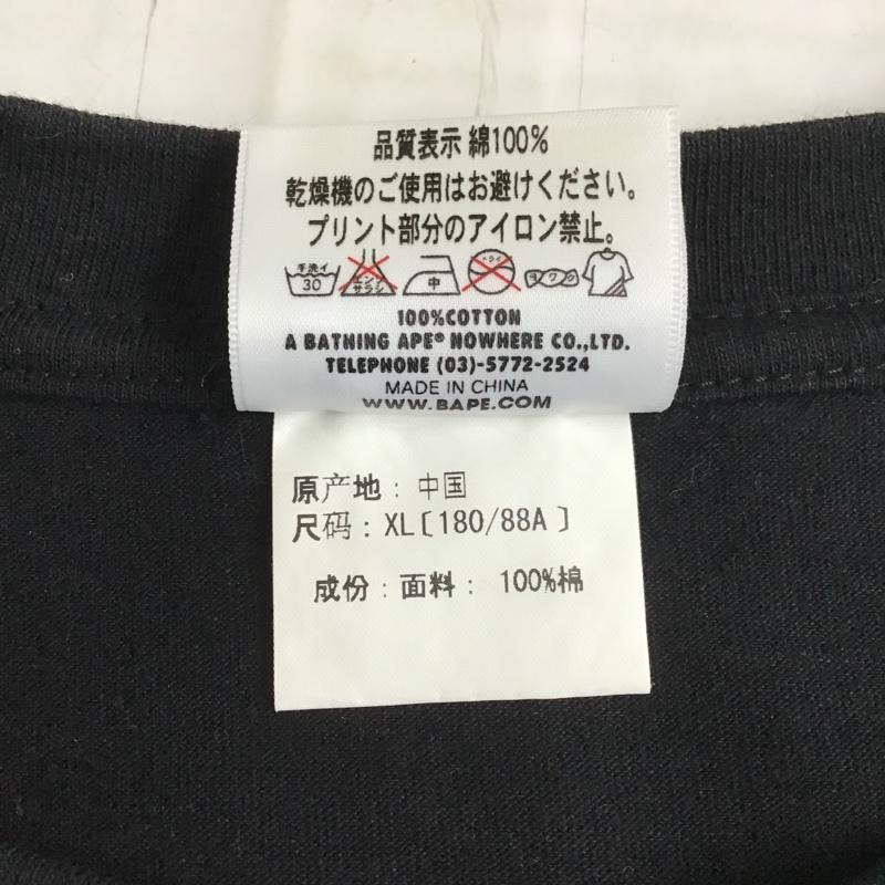 アベイシングエイプ A BATHING APE Tシャツ 半袖 クルーネック プリント XL ロゴ、文字 黒 / ブラック / メンズ USED 古着 中古 10100426