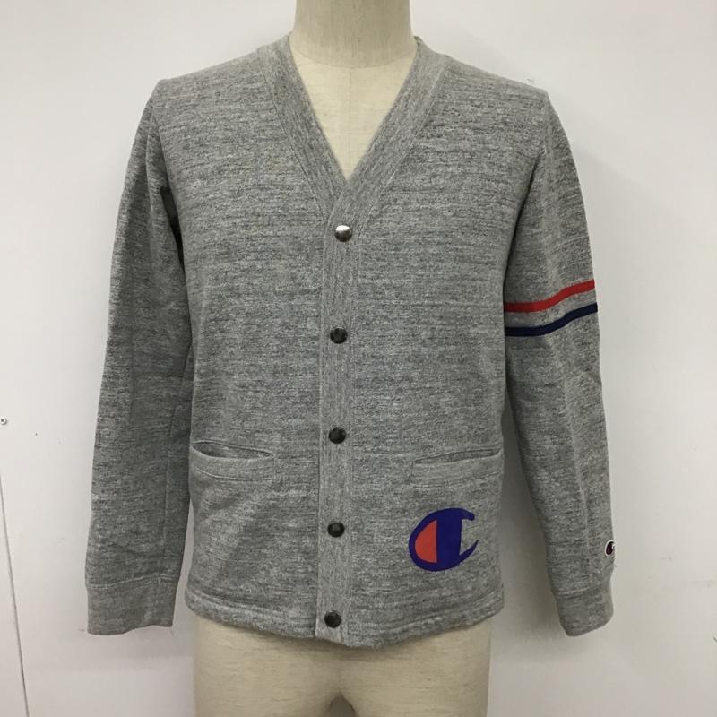 チャンピオン Champion カーディガン 長袖 L 無地 灰 / グレー / メンズ USED 古着 中古 10100454