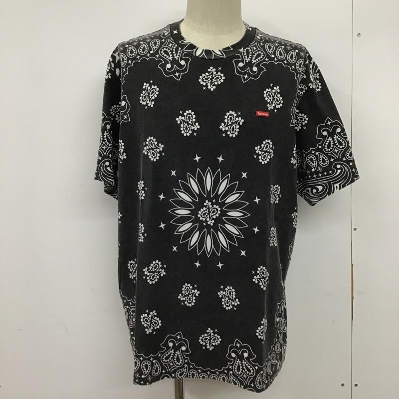 シュプリーム Supreme Tシャツ 半袖 21SS smallBoxbandanatee バンダナTシャツ プリントTシャツ 半袖カットソー L 総柄 黒 / ブラック / X 白 / ホワイト / メンズ USED 古着 中古 10100597