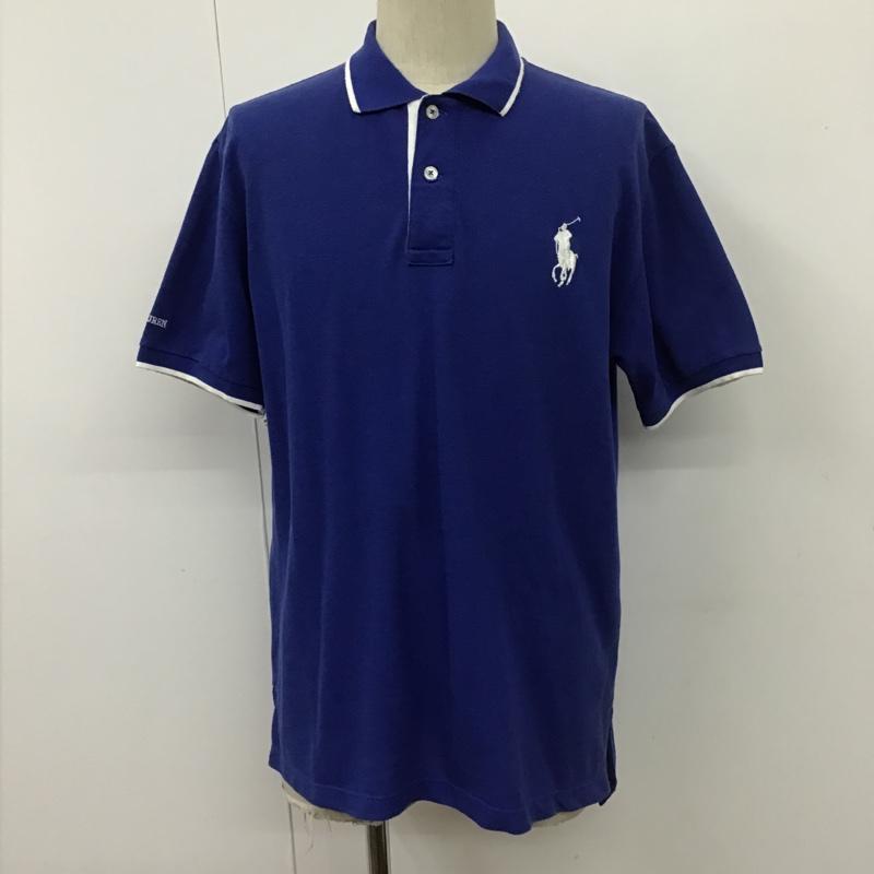 ポロバイラルフローレン Polo by RALPH LAUREN ポロシャツ 半袖 コットン ロゴ L 刺繍 白 / ホワイト / X 青 / ブルー / メンズ USED 古着 中古 10100618