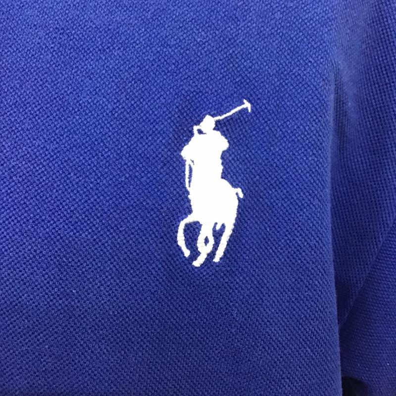 ポロバイラルフローレン Polo by RALPH LAUREN ポロシャツ 半袖 コットン ロゴ L 刺繍 白 / ホワイト / X 青 / ブルー / メンズ USED 古着 中古 10100618
