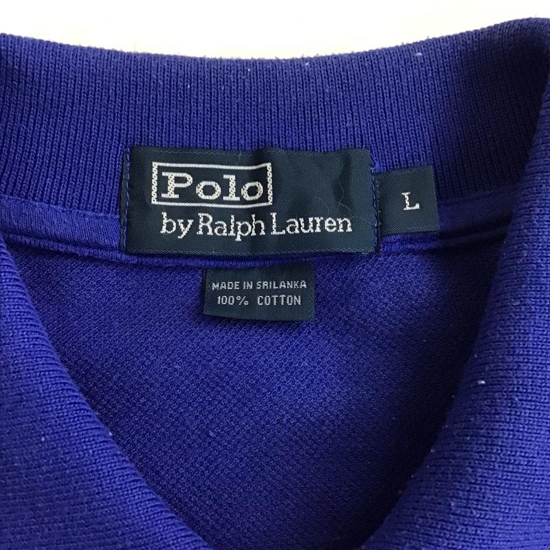 ポロバイラルフローレン Polo by RALPH LAUREN ポロシャツ 半袖 コットン ロゴ L 刺繍 白 / ホワイト / X 青 / ブルー / メンズ USED 古着 中古 10100618