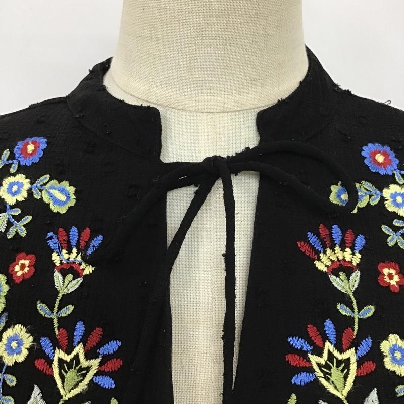 ザラ ZARA ワンピース ひざ丈スカート シースルー チュニック 刺繍 XS 刺繍 黒 / ブラック / レディース USED 古着 中古 10100701