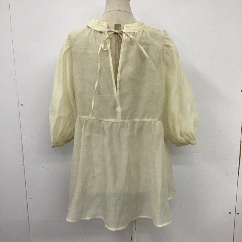 ダブルクローゼット w closet カットソー 半袖 333231 前身刺繍入りシアーボリューム袖プルオーバー 刺繍 アイボリー / アイボリー /  レディース USED 古着 中古 10100810