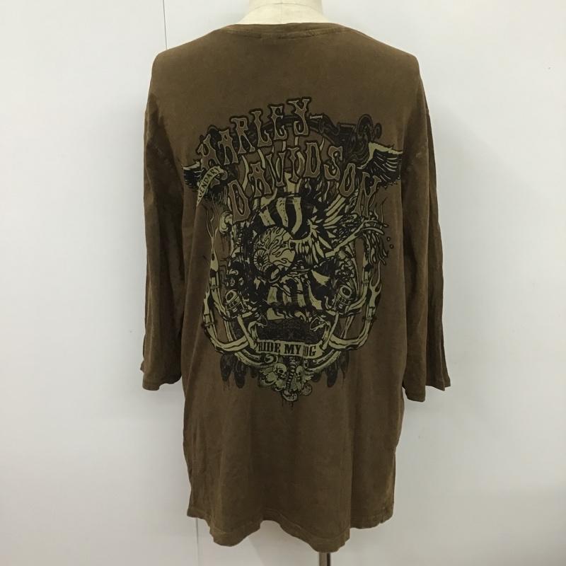 ハーレーダビッドソン Harley-Davidson カットソー 長袖 長袖カットソー クルーネックカットソー ロングスリーブカットソー プリントTシャツ 古着 ヴィンテージ XL プリント 茶 / ブラウン / メンズ USED 古着 中古 10100877
